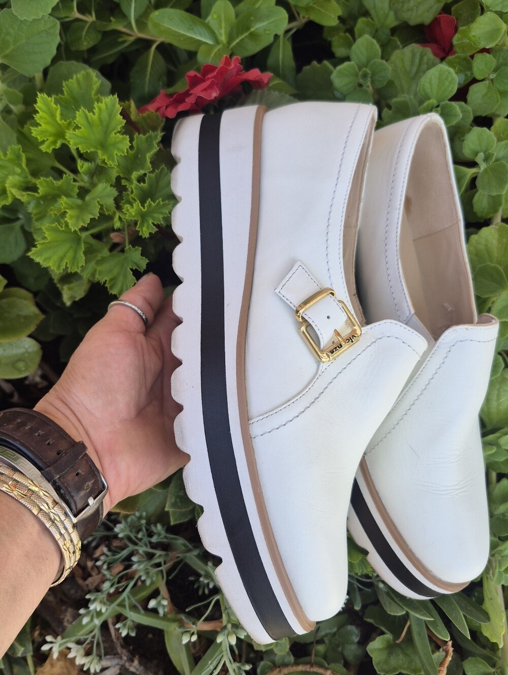 White Leather Slip-On Platform Loafer